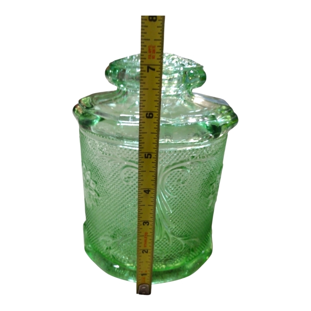 Vintage Tiara Sandwich Chantilly Green Canister By Indiana Glass - Picture 11 of 12